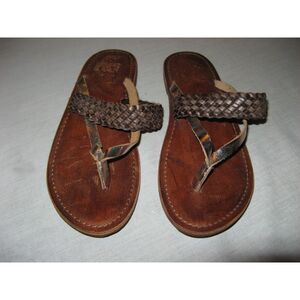 Freebird by Steven 39 US 8 Sandals Braided Leather Strappy Brown & Silver Womens